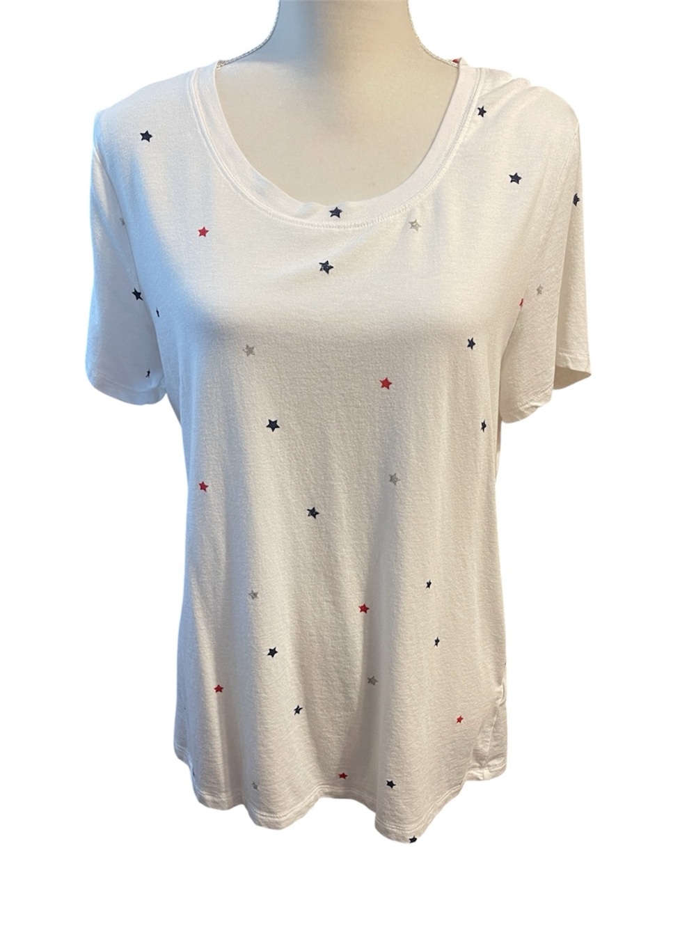 C&C California Womens Star Print Patriotic T-Shirt Size Large Lightweight Spring